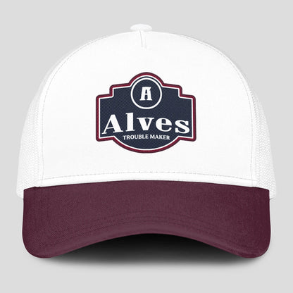 Trouble Maker Burgundy And White Funny Mesh Cap ALVES 13K1 C201PF
