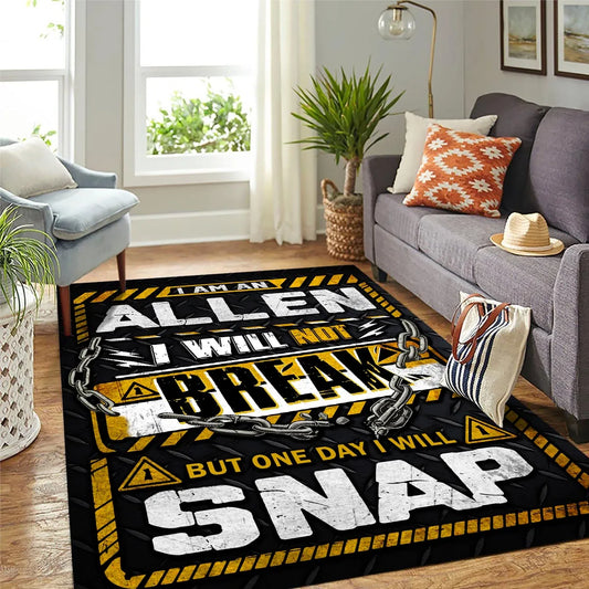 ALLEN Motivational Rug – Black & Yellow Quote Carpet for Living Room 13K1-AR1