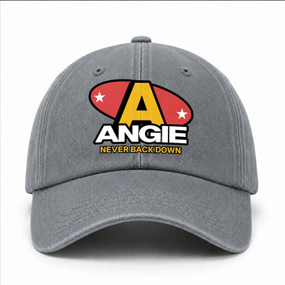 Never Back Down With Your Name And Initial Letter Washed Cap ANGIE 13K1 C82PF