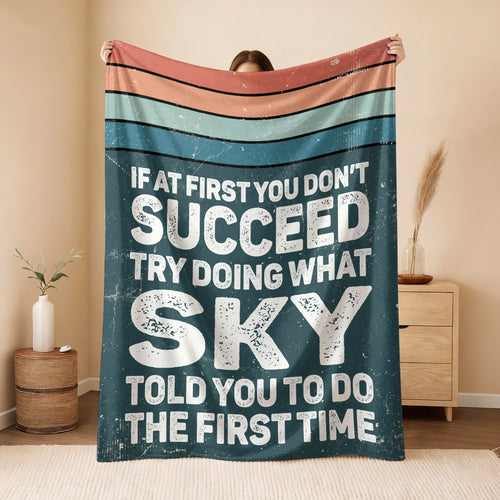 If At First You Don’t Succeed Retro Green Fleece Blanket SKY 13K1 BK29