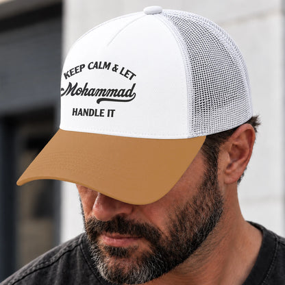 Keep Calm & Let Your Name Handle It Yellow And White Mesh Cap MOHAMMAD 13K1 C205PF