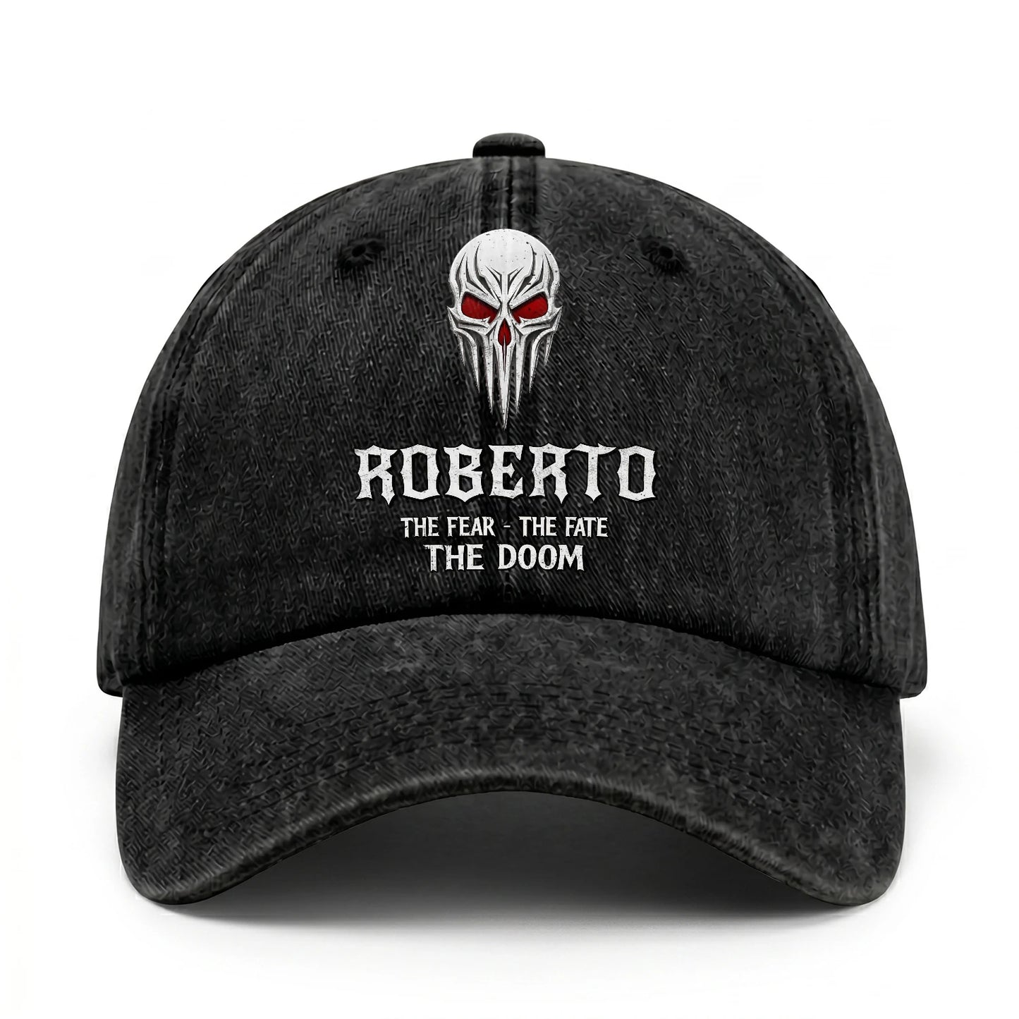 Your Name The Fear The Fate The Doom Skull Washed Cap ROBERTO 13K1 C98PF