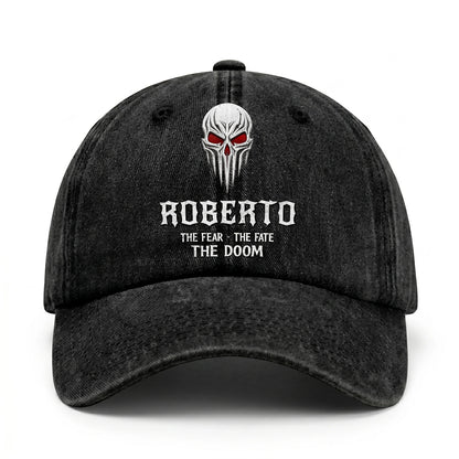 Your Name The Fear The Fate The Doom Skull Washed Cap ROBERTO 13K1 C98PF