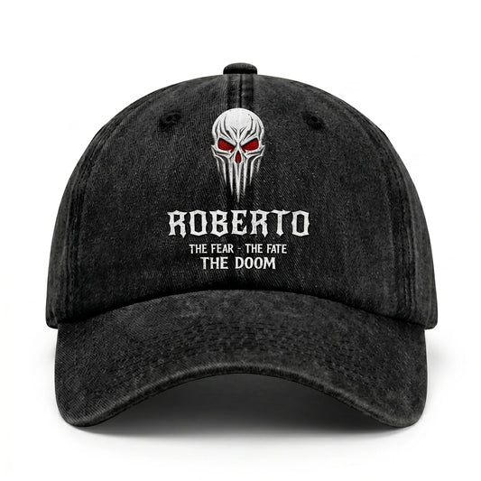 Your Name The Fear The Fate The Doom Skull Washed Cap ROBERTO 13K1 C98PF