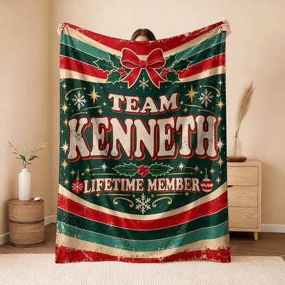 Team Your Name Lifetime Member Christmas Fleece Blanket KENNETH 13K1 BK52