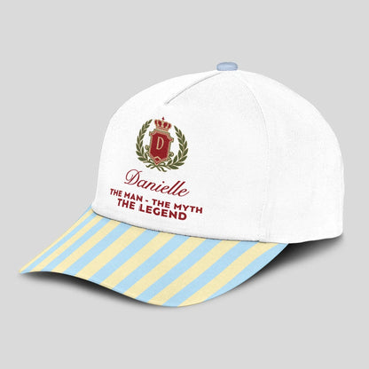 The Man The Myth The Legend Blue And Yellow Striped Beach Cap DANIELLE 13K1 C118PF