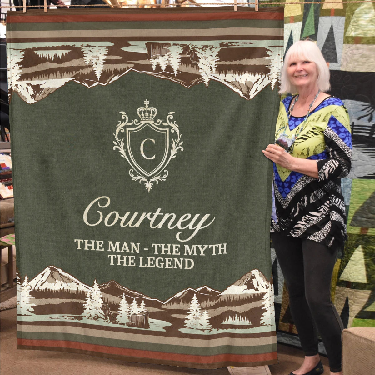 The Man The Myth The Legend Deer In Forest Brown Fleece Blanket COURTNEY 13K1 BK10
