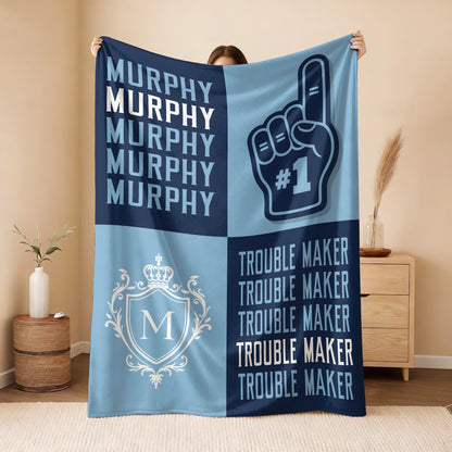 Trouble Maker Funny Blue Fleece Blanket MURPHY 13K1 BK21