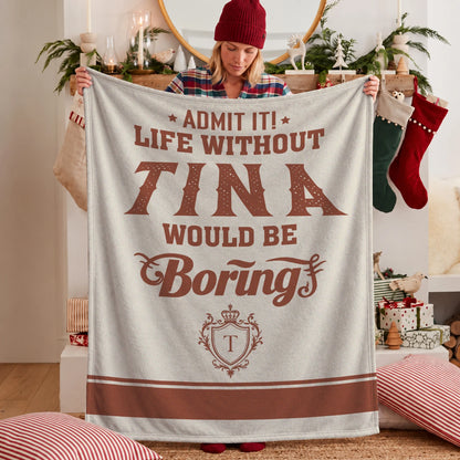 Life Without Your Name Would Be Boring Cream Terracotta Blanket TINA 13K1 BK24