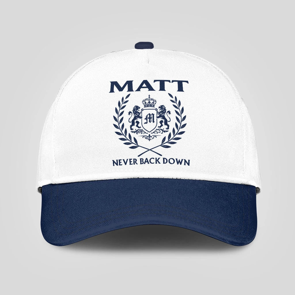 Never Back Down Blue And White Cap MATT 13K1 C59PF