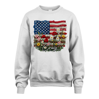 CRAIG 13K1-549 Personalize Name - Design American flag and flowers