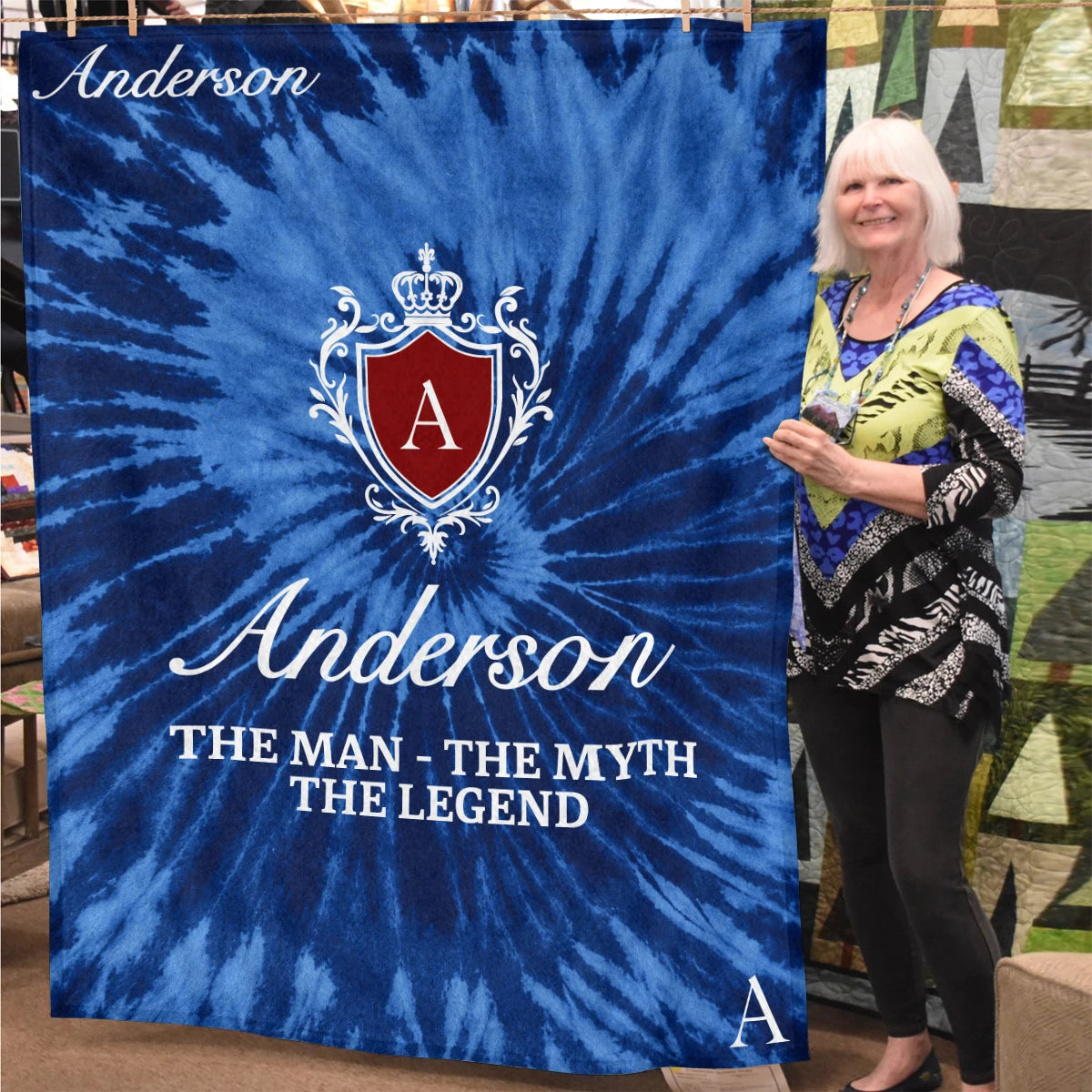 The Man The Myth The Legend Blue Waves Fleece Blanket ANDERSON 13K1 BK11