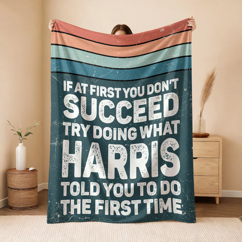 If At First You Don’t Succeed Retro Green Fleece Blanket HARRIS 13K1 BK29