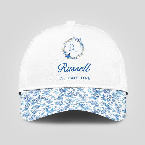 Live Laugh Love Blue Flowers Cap RUSSELL 13K1 C50PF