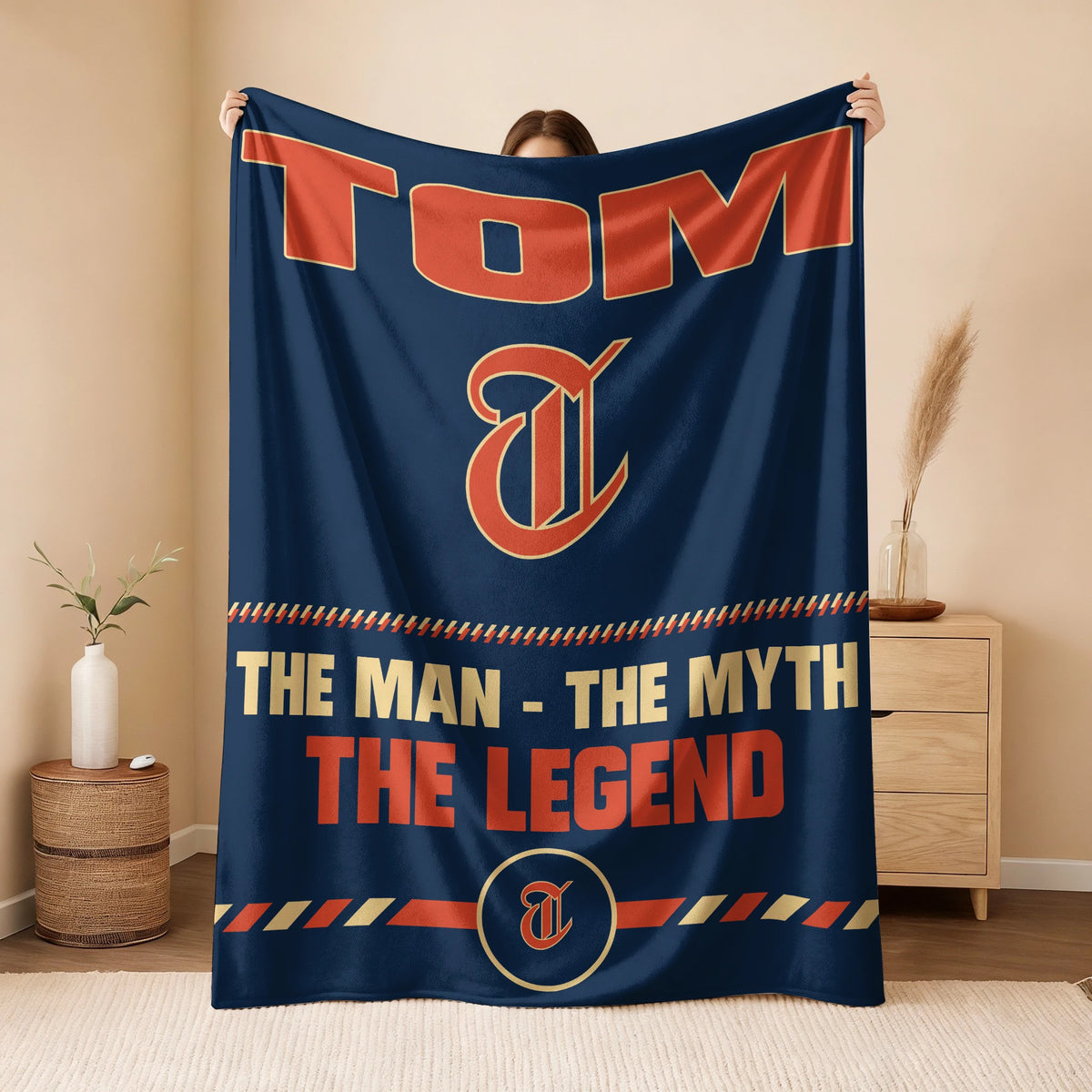 The Man The Myth The Legend Retro Fleece Blanket TOM 13K1 BK53