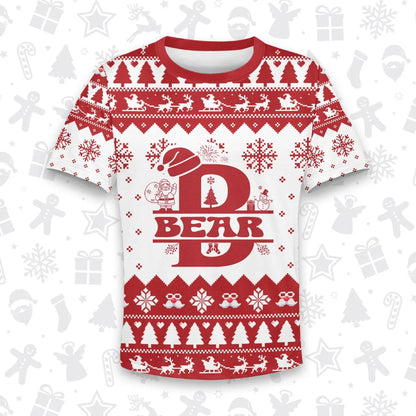 BEAR Personalized Christmas T-Shirt Pajama Set - Holiday Gift Outfit 13K1-CR2