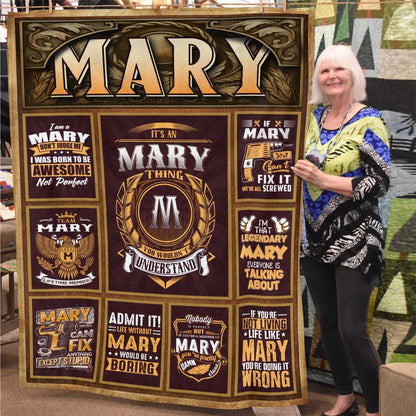 MARY Personalized Blanket | Custom Name Cozy Throw Gift 13K1-BK4