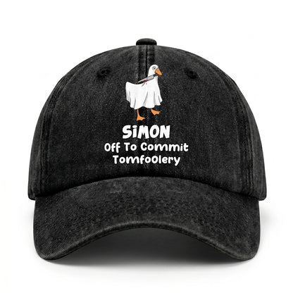 Off To Commit Tomfoolery Funny Goose Washed Cap SIMON 13K1 C131PF