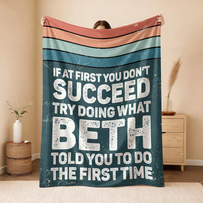If At First You Don’t Succeed Retro Green Fleece Blanket BETH 13K1 BK29