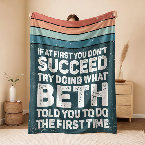 If At First You Don’t Succeed Retro Green Fleece Blanket BETH 13K1 BK29