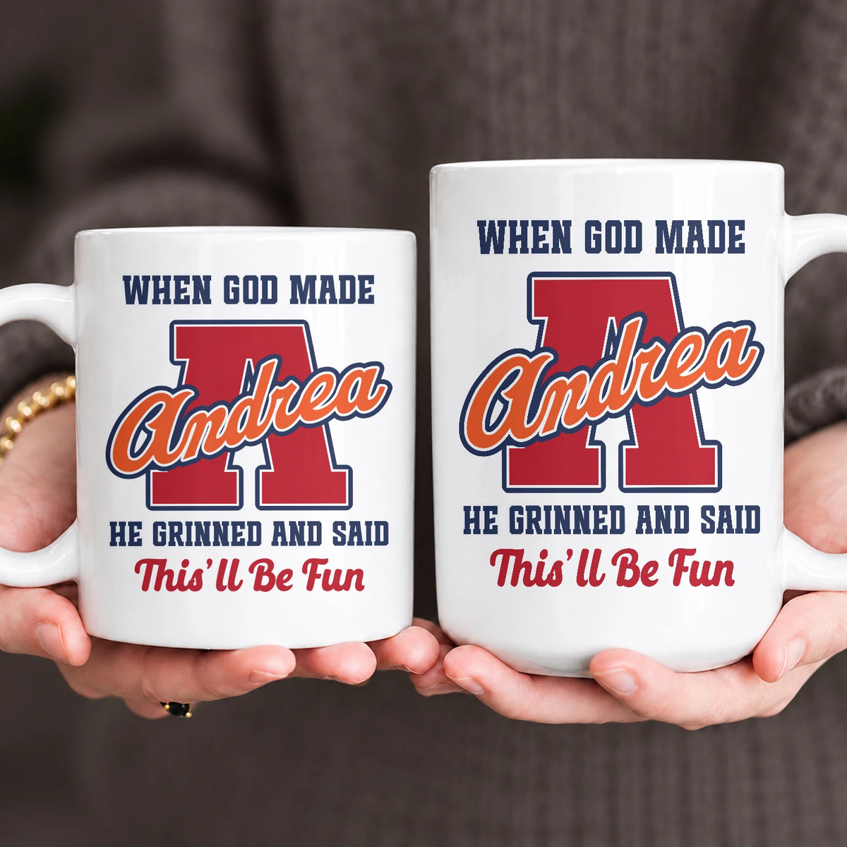 When God Made Your Name Personalized Baseball Mug ANDREA 13K1 MG07