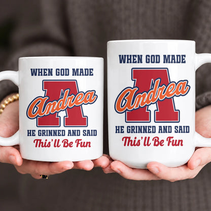 When God Made Your Name Personalized Baseball Mug ANDREA 13K1 MG07