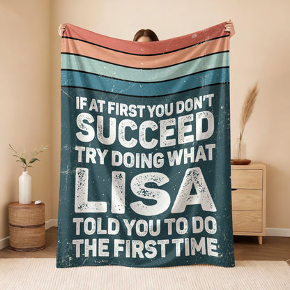 If At First You Don’t Succeed Retro Green Fleece Blanket LISA 13K1 BK29
