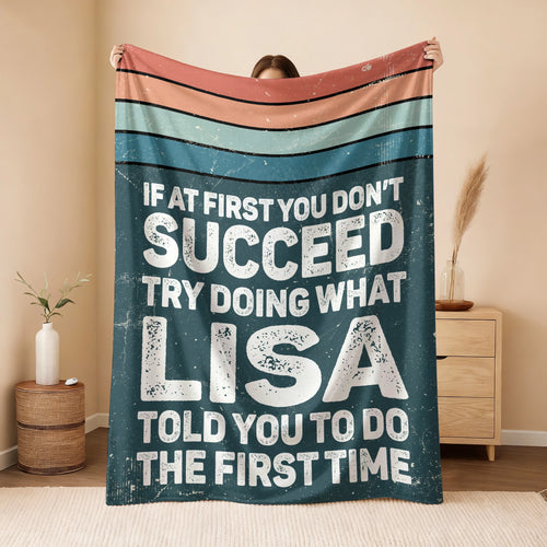 If At First You Don’t Succeed Retro Green Fleece Blanket LISA 13K1 BK29