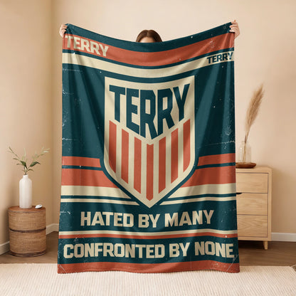 Hated By Many Confronted By None Retro Fleece Blanket TERRY 13K1 BK58