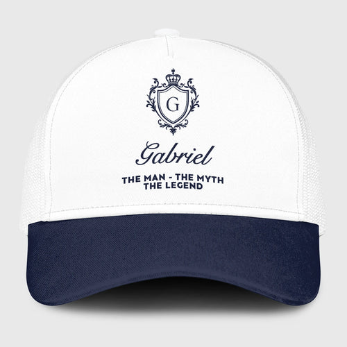 The Man The Myth The Legend Blue And White Baseball Mesh Cap GABRIEL 13K1 C186PF