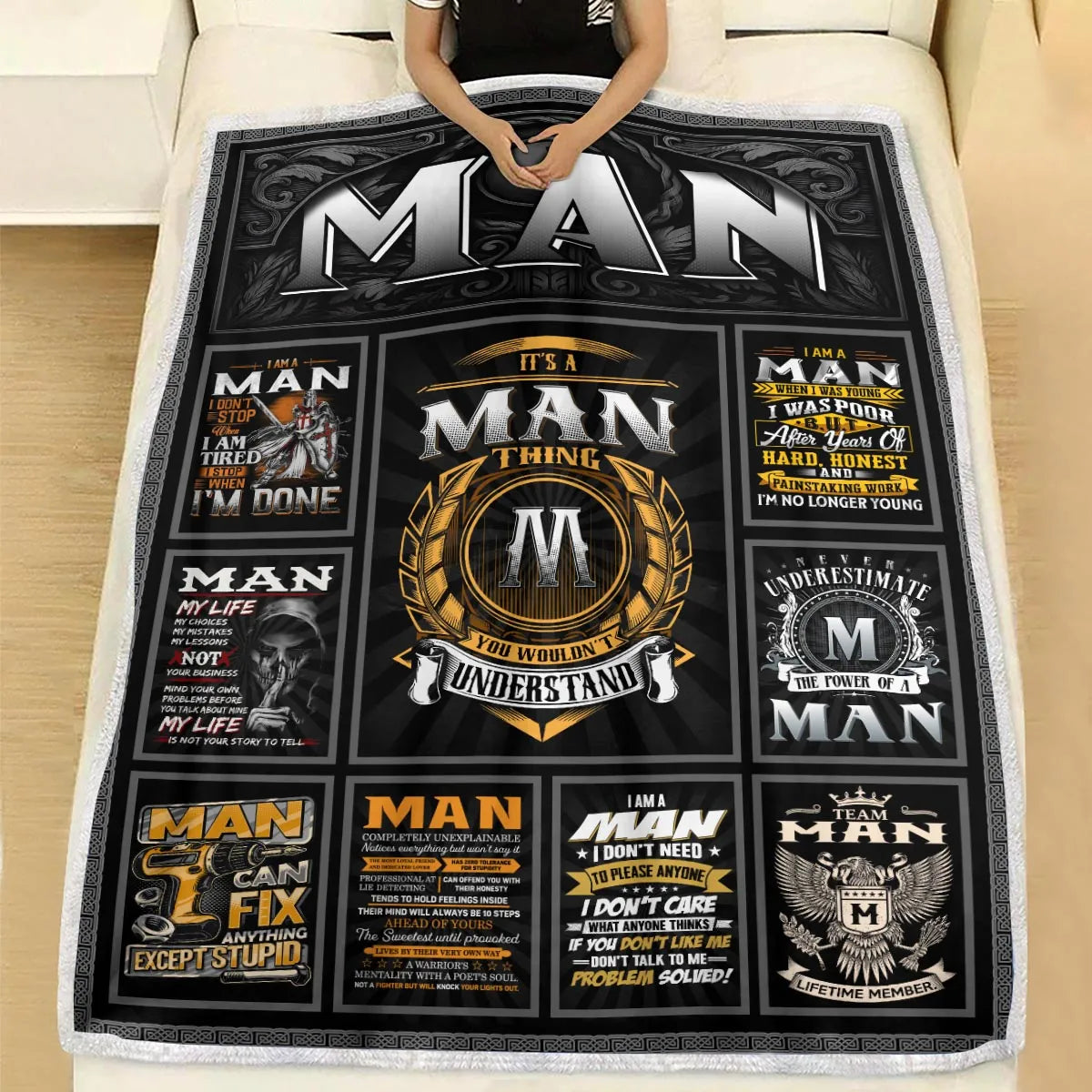 MAN Personalized Blanket | Custom Name Cozy Throw Gift 13K2-BK2