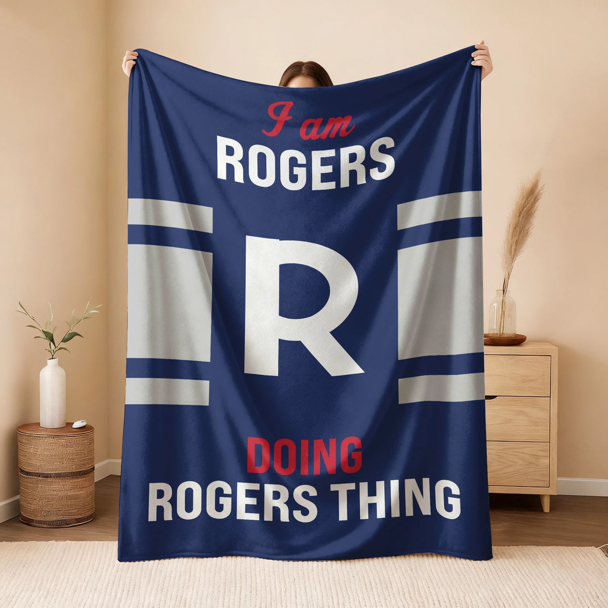 I'm Name Doing Name Things Navy Fleece Blanket ROGERS 13K1 BK51