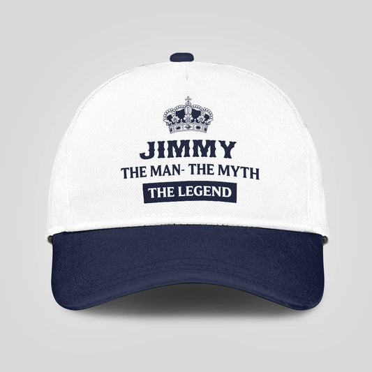 The Man The Myth The Legend King Crown Blue And White Cap JIMMY 13K1 C147PF