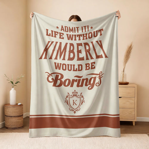 Life Without Your Name Would Be Boring Cream Terracotta Blanket KIMBERLY 13K1 BK24