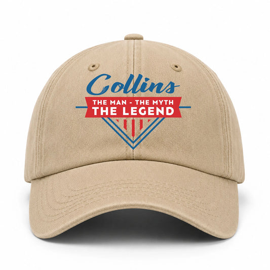 The Man The Myth The Legend Logo Washed Cap COLLINS 13K1 C37PF