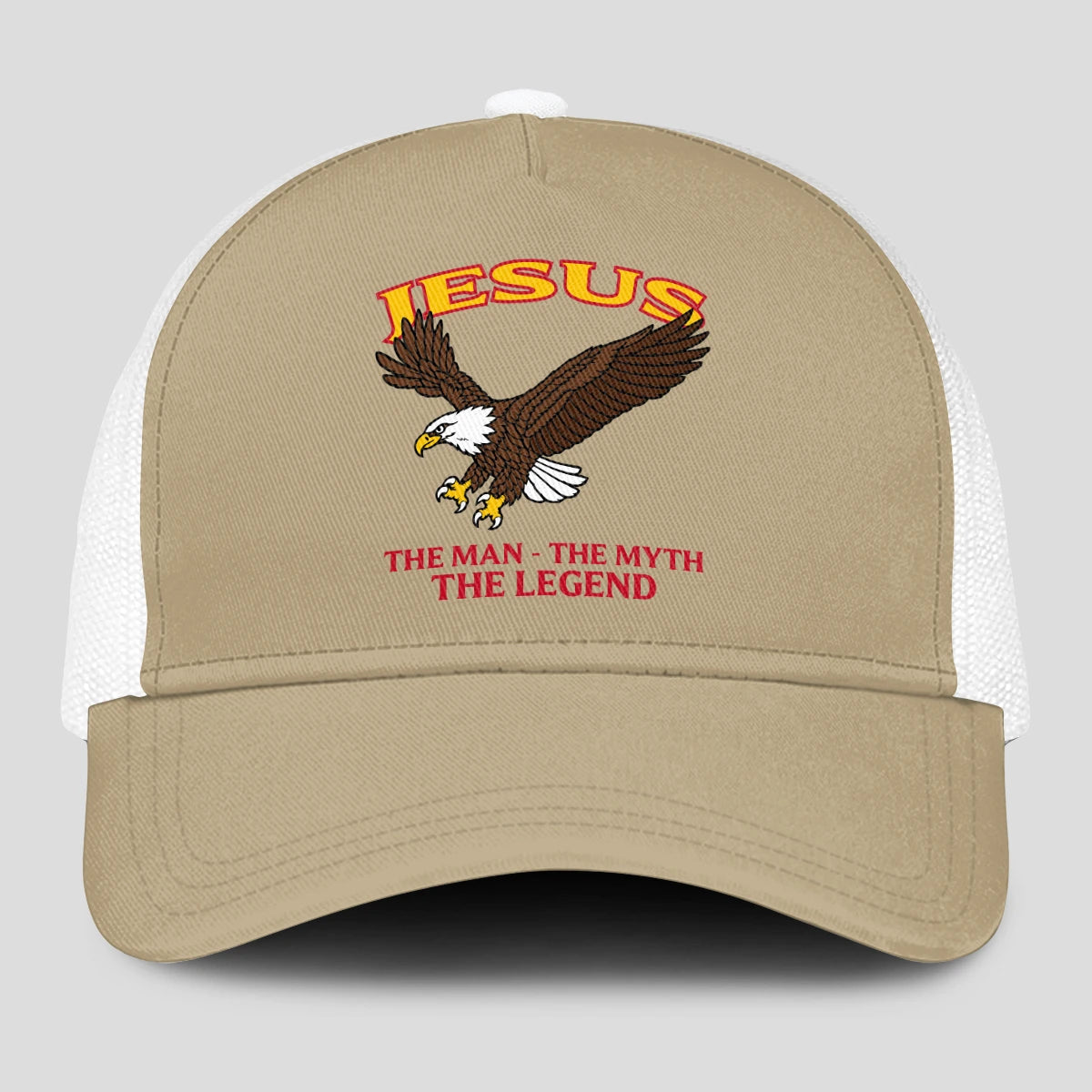 The Man The Myth The Legend Eagle Khaki Mesh Cap JESUS 13K1 C210PF