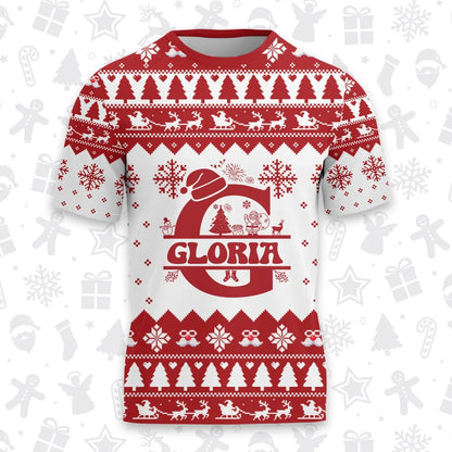 GLORIA Personalized Christmas T-Shirt Pajama Set - Holiday Gift Outfit 13K1-CR2