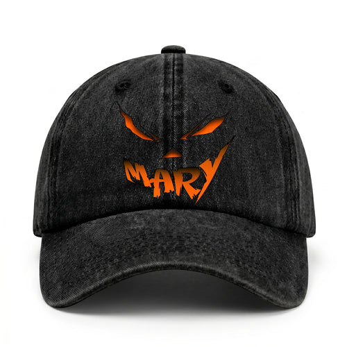 Your Name Jack O' Lantern Halloween Washed Cap MARY 13K1 C100PF