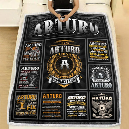 ARTURO Personalized Blanket | Custom Name Cozy Throw Gift 13K3-BK2