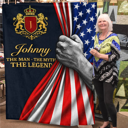 The Man The Myth The Legend America Flag 3D Fleece Blanket JOHNNY 13K1 BK12