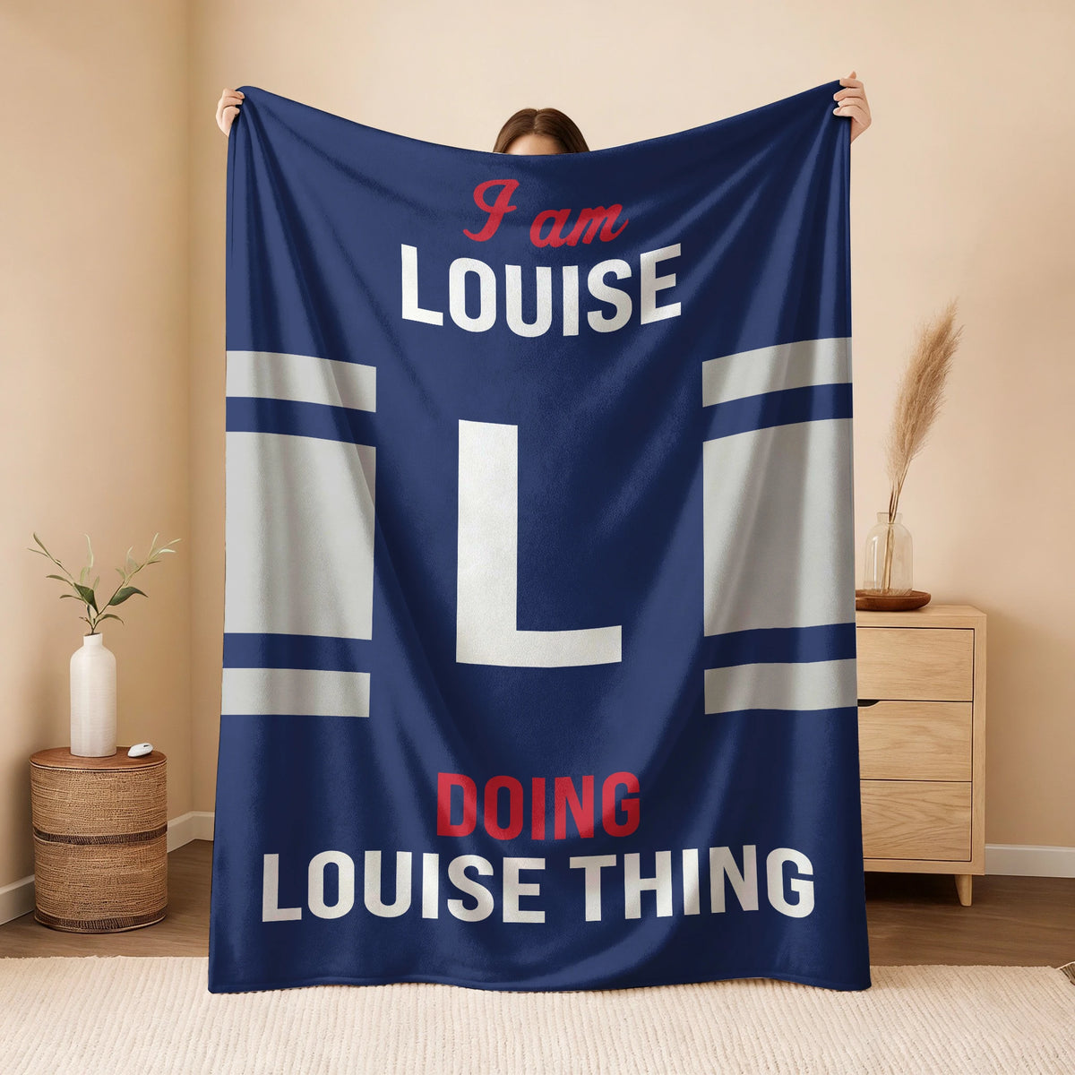 I'm Name Doing Name Things Navy Fleece Blanket LOUISE 13K1 BK51