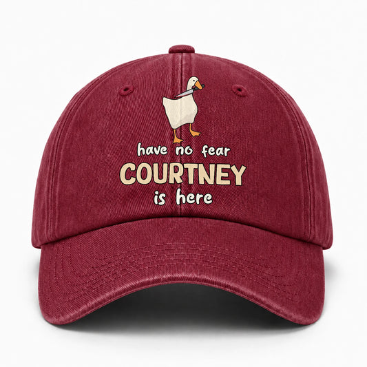 Have No Fear Your Name Is Here Funny Goose Burgundy Washed Cap COURTNEY 13K1 C127PF