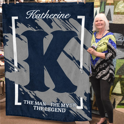 The Man The Myth The Legend Navy Baseball Fleece Blanket KATHERINE 13K1 BK17