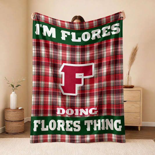 I'm Name Doing Name Things Red Plaid Fleece Blanket FLORES 13K1 BK49
