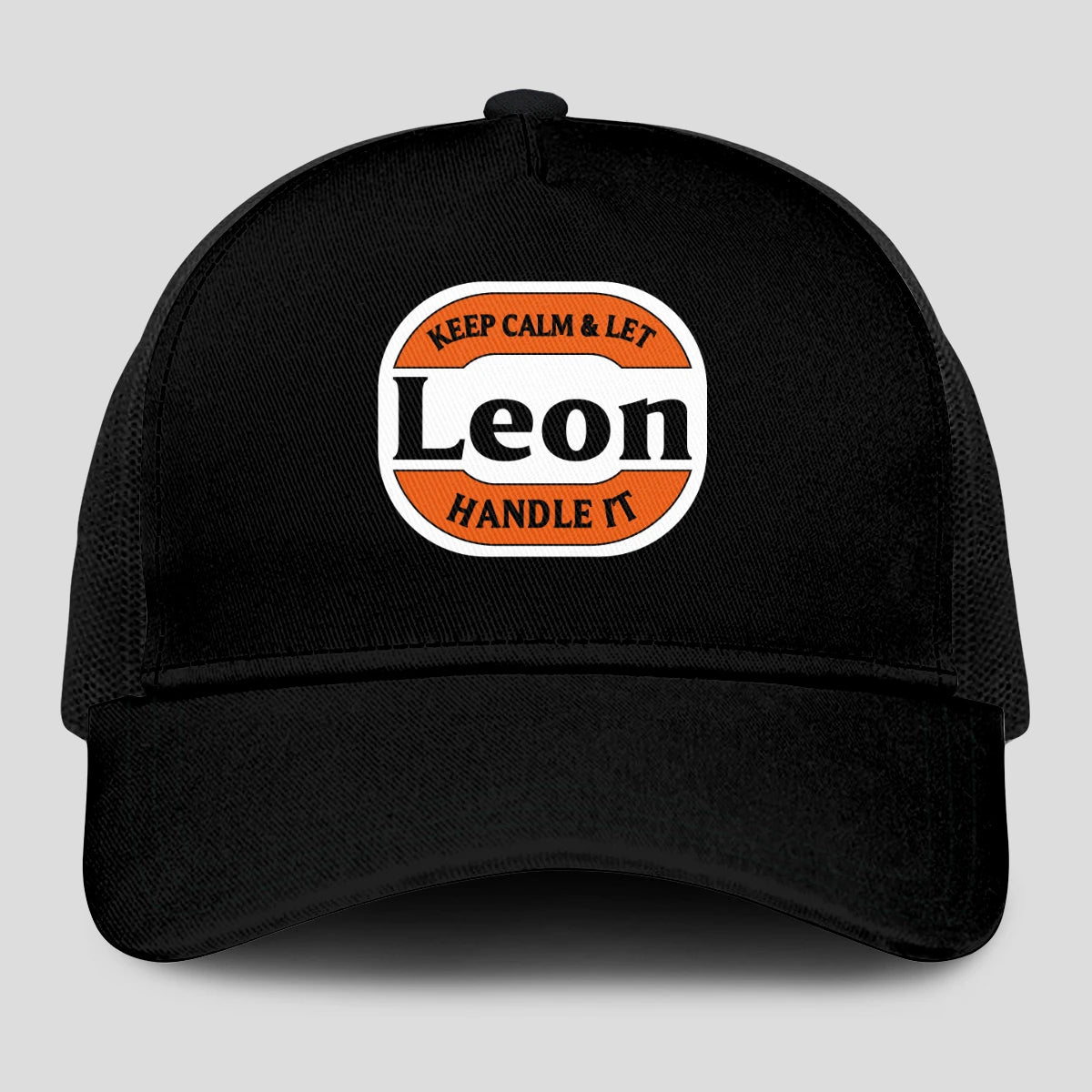 Keep Calm & Let Your Name Handle It Black Mesh Cap LEON 13K1 C199PF