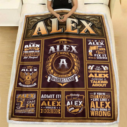 ALEX Personalized Blanket | Custom Name Cozy Throw Gift 13K1-BK4