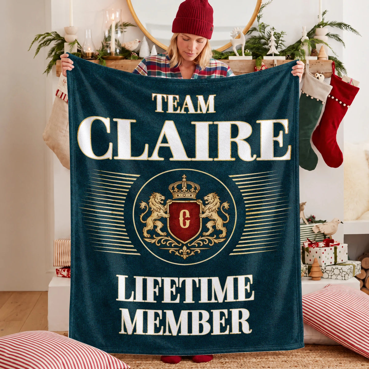 Team Your Name Lifetime Member Sage Green Fleece Blanket CLAIRE 13K1 BK42