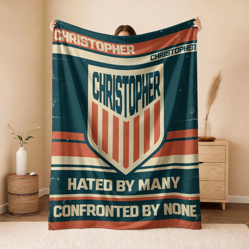 Hated By Many Confronted By None Retro Fleece Blanket CHRISTOPHER 13K1 BK58