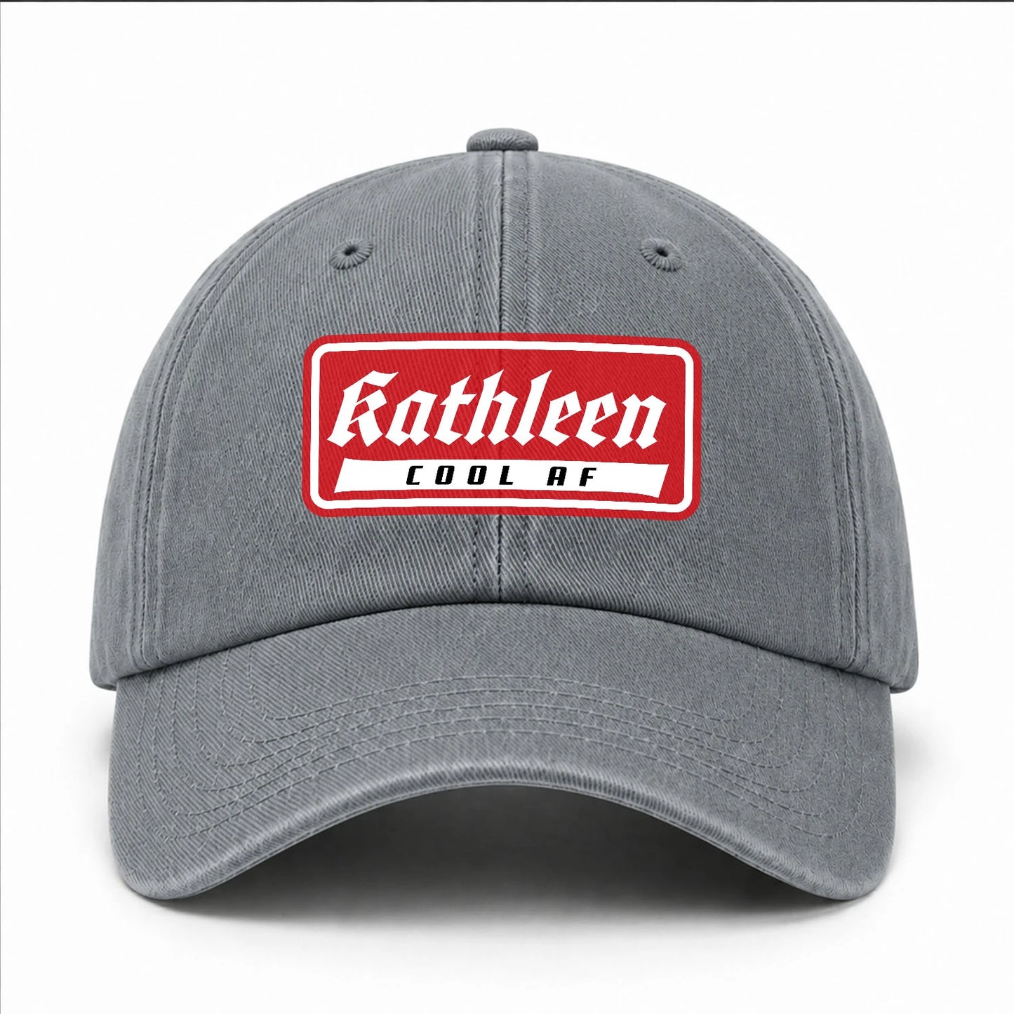 Your Name Cool Af Red Logo Funny Washed Cap KATHLEEN 13K1 C79PF