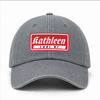 Your Name Cool Af Red Logo Funny Washed Cap KATHLEEN 13K1 C79PF